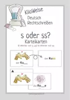 Vorschau - Bildkarten - Karteikarten: Wörter mit s oder ss (Doppelkonsonanten) - Deckblatt