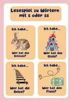 Vorschau - Spiele - Lesespiel zu Wörtern mit s und ss - Seite 1