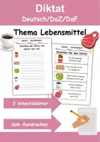 Vorschau - Arbeitsblätter - GRATIS - Diktat Thema Lebensmittel - DaZ/DaF, Deutsch (Klasse 1 bis 4) - Deckblatt