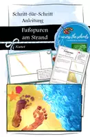 Vorschau - Mal- und Bastelvorlagen - Fußspuren am Strand: Schritt-für-Schritt Anleitung - Deckblatt