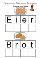 Vorschau - Mal- und Bastelvorlagen - Lebensmittel Wörter stempeln - DaZ/DaF, Deutsch (Grundschule) - Seite 2