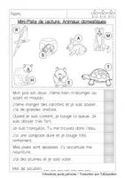 Aperçu - Feuilles d'exercices - Mini Piste de Lecture: Animaux domestiques - Page 3