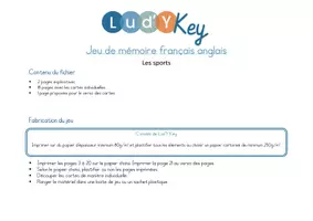 Aperçu - Apprentissages en autonomie - JEU DE MEMOIRE FRANCAIS ANGLAIS sur LES SPORTS - Page de couverture