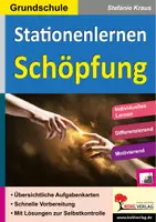 Vorschau - Arbeitsblätter - Stationenlernen Schöpfung Grundschule | Schöpfungsgeschichte, Genesis, Schöpfungstage, Garten Eden, Bibel, Gott, Erde, Himmel | Religion Grundschule Klasse 1-4 Lösungen - Deckblatt