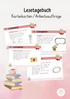 Vorschau - Aufgabenkarten - Lesetagebuch Kartei für jede Lektüre (große Karten) - Deckblatt