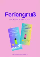 Vorschau - Mal- und Bastelvorlagen - Willkommens- und Feriengruß für Markierstifte -Highlights - Deckblatt