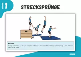 Vorschau - Stationenlernen - Turnen ⎮ Sprung - Strecksprünge (15 Stationskarten für den Sportunterricht) - Seite 3