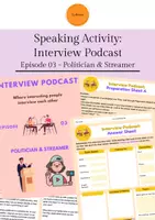 Vorschau - Arbeitsblätter - Speaking Activity: Interview Podcast Episode 03 - Politician & Streamer - Deckblatt