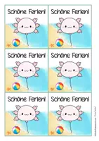 Vorschau - Mal- und Bastelvorlagen - Axolotlklasse Klassentier Axolotl Feriengrüße kostenlos - Seite 2