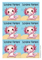 Vorschau - Mal- und Bastelvorlagen - Axolotlklasse Klassentier Axolotl Feriengrüße kostenlos - Seite 3