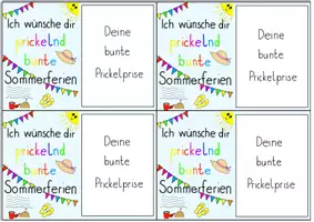 Vorschau - Mal- und Bastelvorlagen - ☀️Abschiedsgruß Sommerferien: Prickelnd bunte Sommerferien🌈 - Seite 1