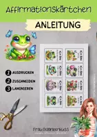 Vorschau - Mal- und Bastelvorlagen - Affirmationskärtchen Selbstliebe und Achtsamkeit Frösche - Seite 1