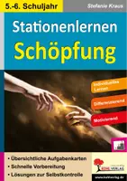 Vorschau - Arbeitsblätter - Stationenlernen Schöpfung Klasse 5-6 | Die sieben Tage der Schöpfung | Glaube und Wissenschaft | differenziert in 3 Niveaus mit Lösungen - Deckblatt