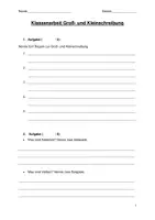 Vorschau - Klassenarbeit zum Thema „Groß-und Kleinschreibung“ - Deckblatt