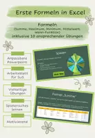 Vorschau - Unterrichtsreihen - Erste Formeln Excel: Präsentation, Übungen, Arbeitsbalatt - Deckblatt