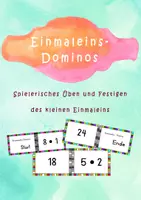 Vorschau - Spiele - Einmaleins Lernspiel: Domino (einfaches Design) - Deckblatt