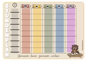 Vorschau - Mal- und Bastelvorlagen - Stundenplan (mit kleinem Otter oder Spitzerspäne) - Seite 3