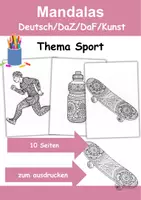 Vorschau - Arbeitsblätter - Mandalas Thema Sport/Sportarten - Grundschule - Bastelvorlagen - Deckblatt