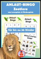 Vorschau - Stationenlernen - Anlaut Bingo - Zootiere - Deckblatt