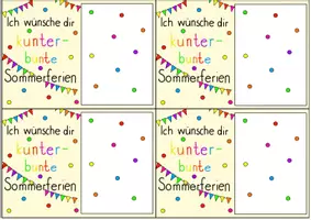 Vorschau - Mal- und Bastelvorlagen - Kunterbunte Sommerferien☀️Bunter Feriengruß - für Brause, Smarties oä 🌈 - Deckblatt