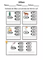 Vorschau - Arbeitsblätter - Silben Thema Sport/Sportarten - DaZ/DaF, Deutsch (Klasse 1 und 2) - Seite 1