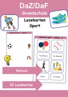 Vorschau - Arbeitsblätter - Lesekarten/Bildkarten Sport/Sportarten einfach - DaZ/DaF, Deutsch (Grundschule) - Deckblatt