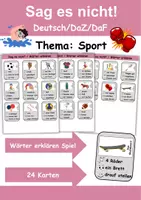 Vorschau - Arbeitsblätter - Sag es nicht Sport/Sportarten - DaZ/DaF, Deutsch (Spiel) - Deckblatt