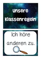Vorschau - Bildkarten - Klassenregeln im Weltraumlook Classroom Management - Seite 1