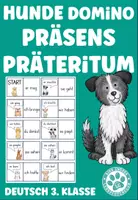 Vorschau - Stationenlernen - Hunde Domino Präsens Präteritum Deutsch 3. Klasse - Deckblatt
