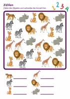 Vorschau - Arbeitsblätter - Zootiere Zählen/Mathematik - Klasse 1 und 2 - Seite 1