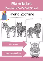 Vorschau - Arbeitsblätter - Mandalas Thema Zootiere - Grundschule - Bastelvorlagen - Deckblatt