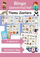 Vorschau - Arbeitsblätter - Wortschatz Bingo - Zootiere (Klasse 1 und 2) - Deckblatt