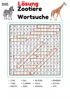 Vorschau - Arbeitsblätter - Wortsuchspiel/Wortsuche/Suchsel Zootiere (Grundschule) - 4 Varianten - Seite 2