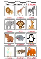 Vorschau - Arbeitsblätter - Test Zootiere - DaZ/DaF, Deutsch, Sachunterricht (Klasse 1 und 2) - Seite 2