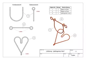 Vorschau - Arbeitsblätter - Werkstück - gefangenes Herz > Lötübung / Biegeübung mit Draht - Deckblatt
