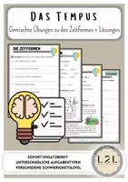 Vorschau - Arbeitsblätter - Tempus - Gemischte Übungen zu allen Zeitformen (Arbeitsblätter und Lösungen) - Deckblatt