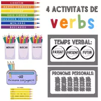 Vista previa - Juegos / Gamificación - 4 ACTIVITATS DE VERBS - Català - Portada