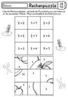 Vorschau - Arbeitsblätter - Rechenpuzzle Obst - Zahlenraum 10 und 20 - 1. Klasse Mathe - Seite 1