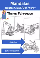 Vorschau - Mal- und Bastelvorlagen - Mandalas Thema Fahrzeuge - Grundschule - Bastelvorlagen - Deckblatt