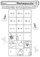 Vorschau - Arbeitsblätter - Rechenpuzzle Sommer - Zahlenraum 10 und 20 - 1. Klasse Mathe - Seite 3