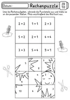 Vorschau - Arbeitsblätter - Rechenpuzzle Sommer - Zahlenraum 10 und 20 - 1. Klasse Mathe - Seite 1