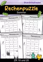 Vorschau - Arbeitsblätter - Rechenpuzzle Sommer - Zahlenraum 10 und 20 - 1. Klasse Mathe - Deckblatt