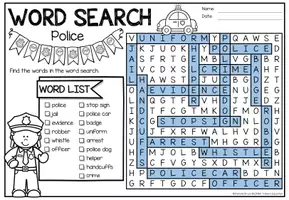 Vorschau - Arbeitsblätter - Word Search Puzzle (Police) | Community Helpers - NO PREP Activity - Seite 2