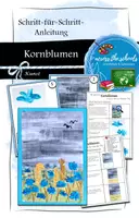 Vorschau - Mal- und Bastelvorlagen - Kornblumen: Schritt-für-Schritt Anleitung - Deckblatt