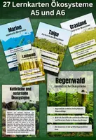 Vorschau - Merkblätter - 27 Lernkarten Ökosysteme - mit spannenden Fakten - A5 & A6 - Deckblatt
