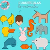 Vista previa - Hojas de trabajo - Dibujar con Cuadrícula Pack Animales Coordenadas Atención - página 1