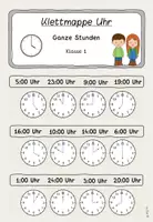 Vorschau - Aufgabenkarten - Klettmappe Uhr ganze Stunden - Deckblatt