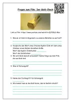 Vorschau - Arbeitsblätter - Fragen zum Film: Der Gold-Check - Metalle & Edelmetalle - Seite 1