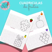 Vista previa - Hojas de trabajo - Dibujo en Cuadrícula: Frutas Atención Simetría Coordenadas - Portada