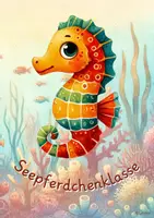 Vorschau - selbst erstellte Cliparts/Grafiken - Seepferdchen Türschild und Klassenzimmer-Logo - Deckblatt